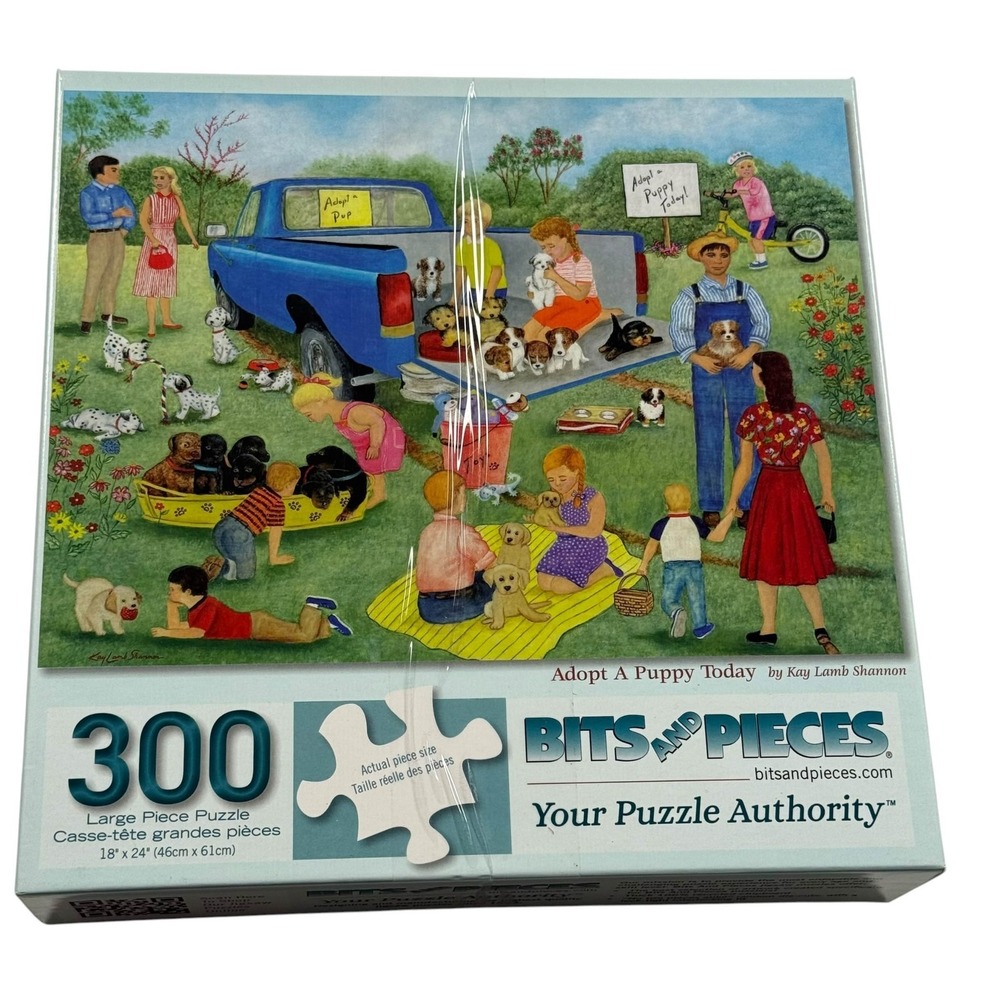 Bits And Pieces Adopt A Puppy Today Large‎ Format 300 Pcs Puzzle Complete